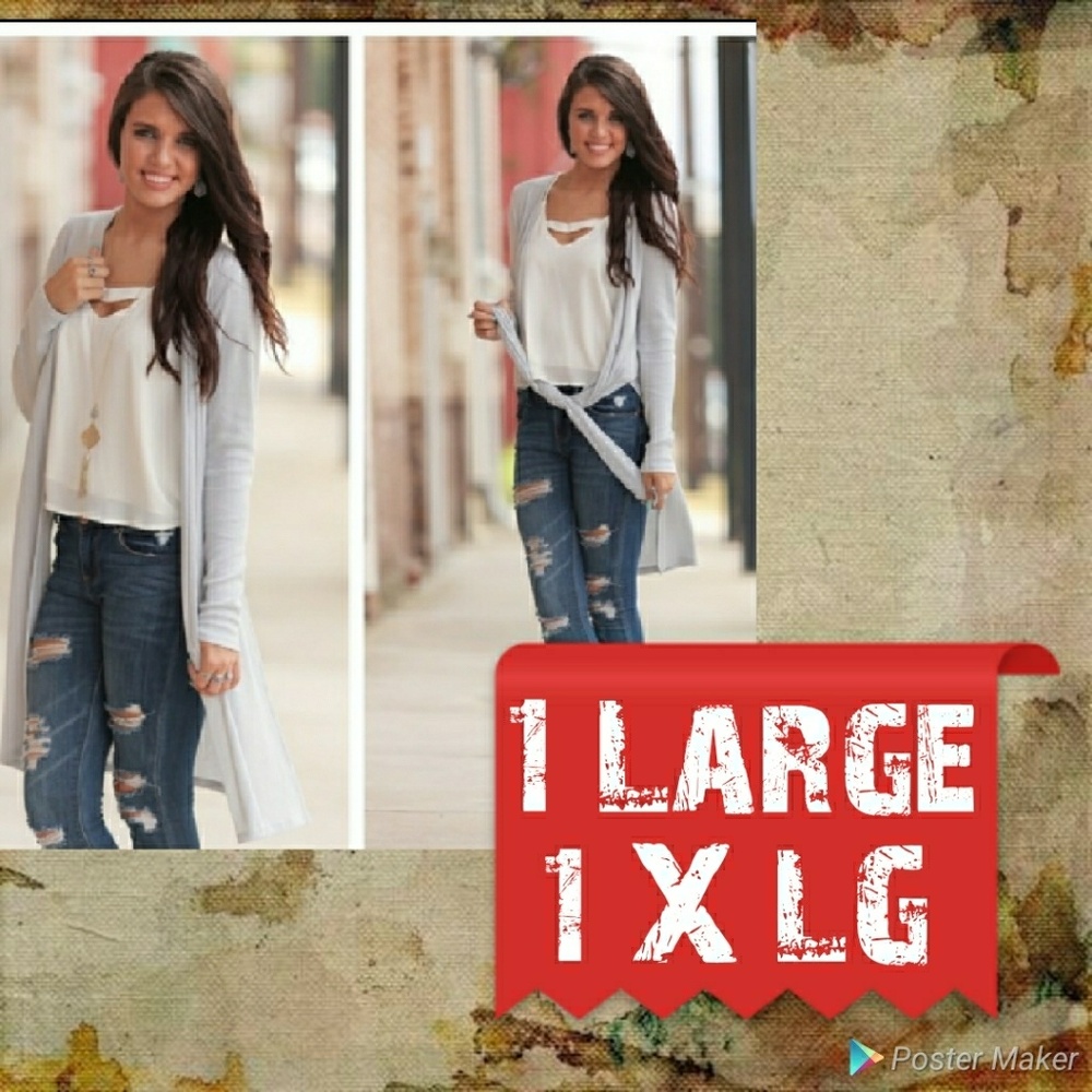 2 LEFT!! Grey Ribbed Long Cardigan